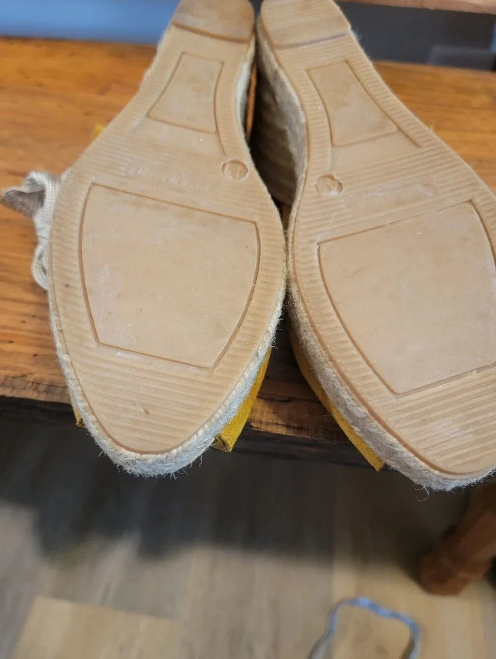 Carmen Saiz Size 9 Suede Mustard Yellow Peep-toe Lace-Up Wedge Espadrille